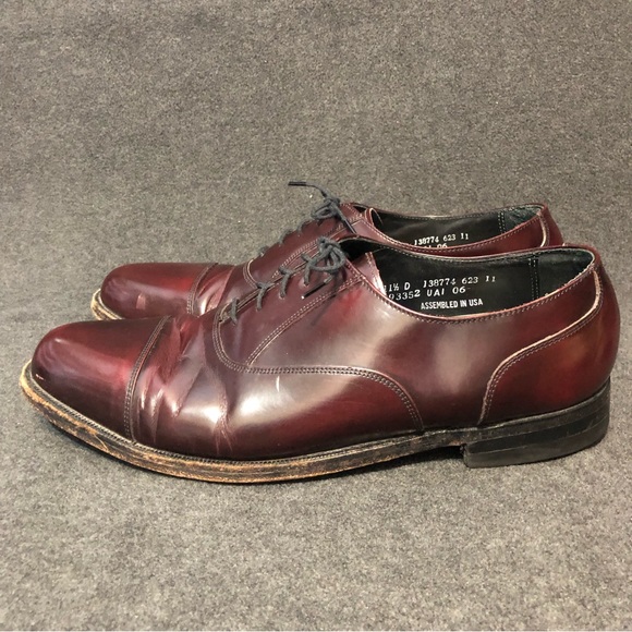 Florsheim Imperial Shoes Men’s Burgundy Leather Toe Cap Oxfords Size 11.5D 93352 - Picture 4 of 10